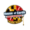 House of vcards trade night neon sign in bright red and yellow colors